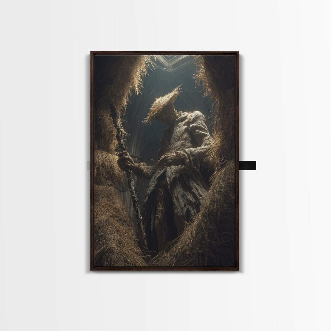 The Cornfield Crawler, Vertical Wall Art, Macabre Wall Art, Framed Canvas Print, Halloween Wall Decor, Gothic Home Decor, Halloween Wall Art