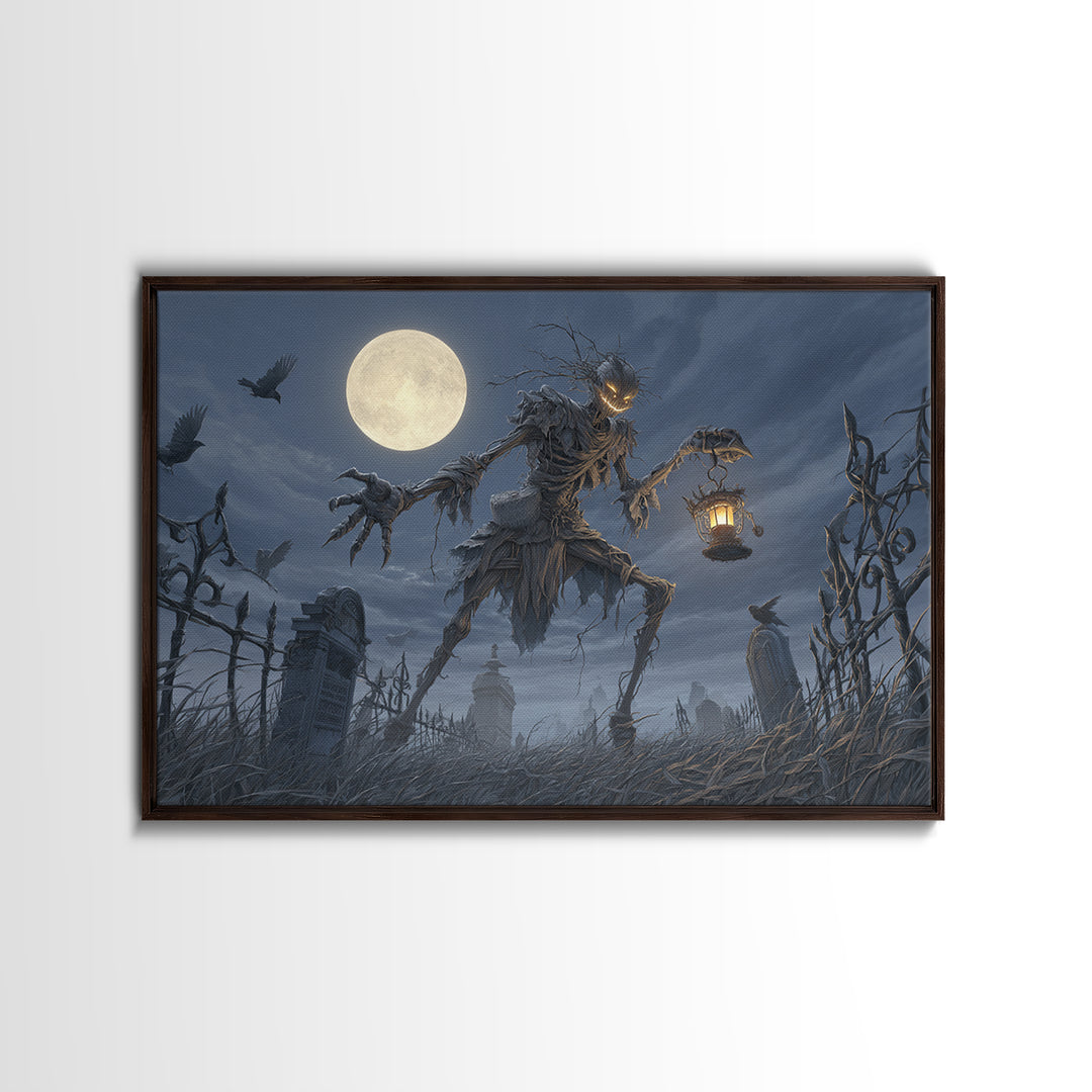 The Harvest Demon, Landscape Wall Art, Haunted Gothic Art, Framed Canvas Print, Halloween Wall Decor, Gothic Home Decor, Seasonal Home Decor