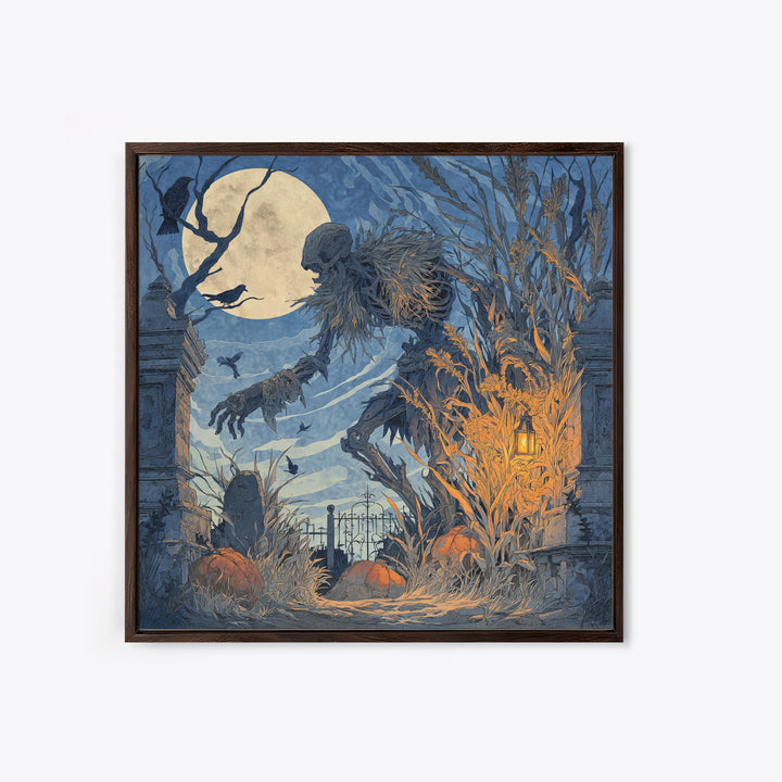 The Harvest Demon, Square Wall Art, Spooky Home Decor, Canvas Print, Halloween Wall Decor, Gothic Home Decor, Dark Fantasy Art