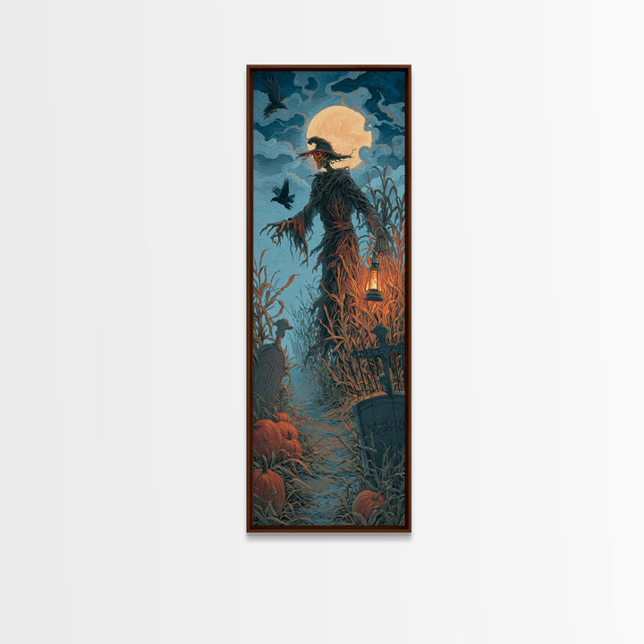 The Harvest Demon, Tall Narrow Wall Art, Gothic Horror Wall Art, Framed Canvas Print, Halloween Wall Decor, Gothic Home Decor