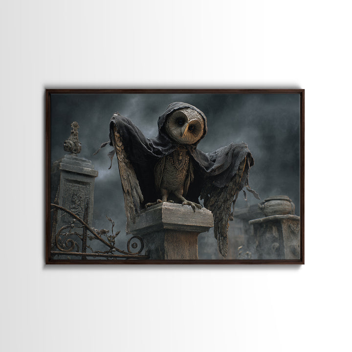 The Owl-Faced Omen, Landscape Wall Art, Dark Halloween Decor, Canvas Print, Halloween Wall Decor, Gothic Home Decor, Spooky Wall Decor