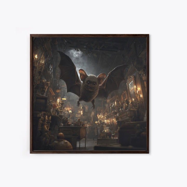 The Bat-Winged Imp, Square Wall Art, Haunted Gothic Art, Framed Canvas Print, Halloween Wall Decor, Gothic Home Decor, Macabre Wall Art