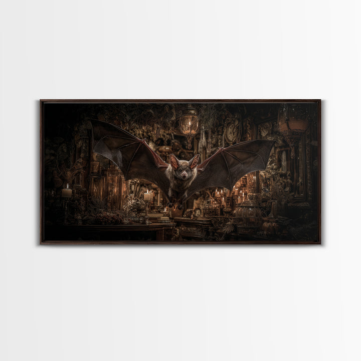 The Bat-Winged Imp, Wide Panoramic Art, Dark Fantasy Wall Art, Canvas Print, Halloween Wall Decor, Gothic Home Decor, Halloween Decor