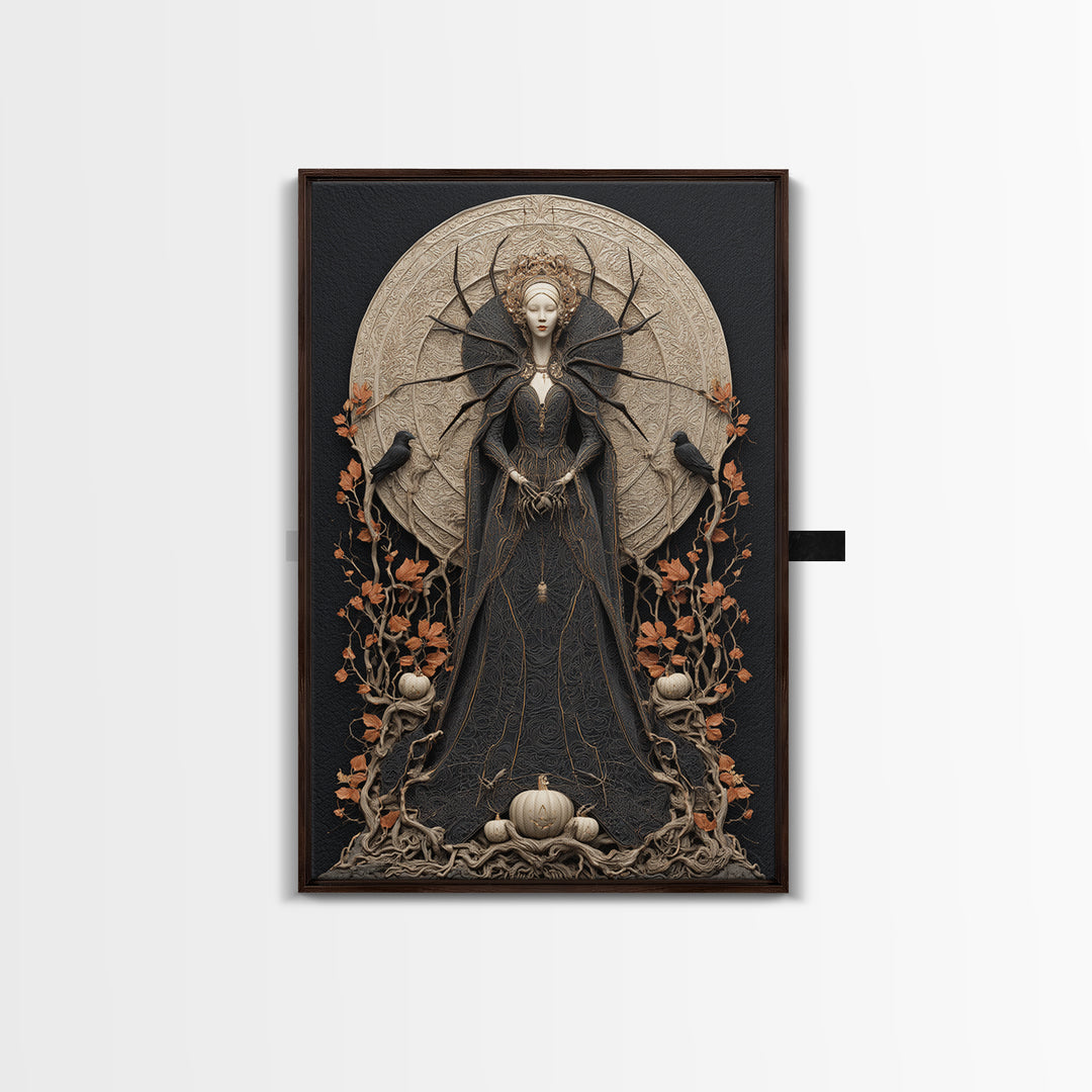 The Spider Queen, Vertical Wall Art, Dark Fantasy Wall Art, Canvas Print, Halloween Wall Decor, Gothic Home Decor, Dark Fantasy Art