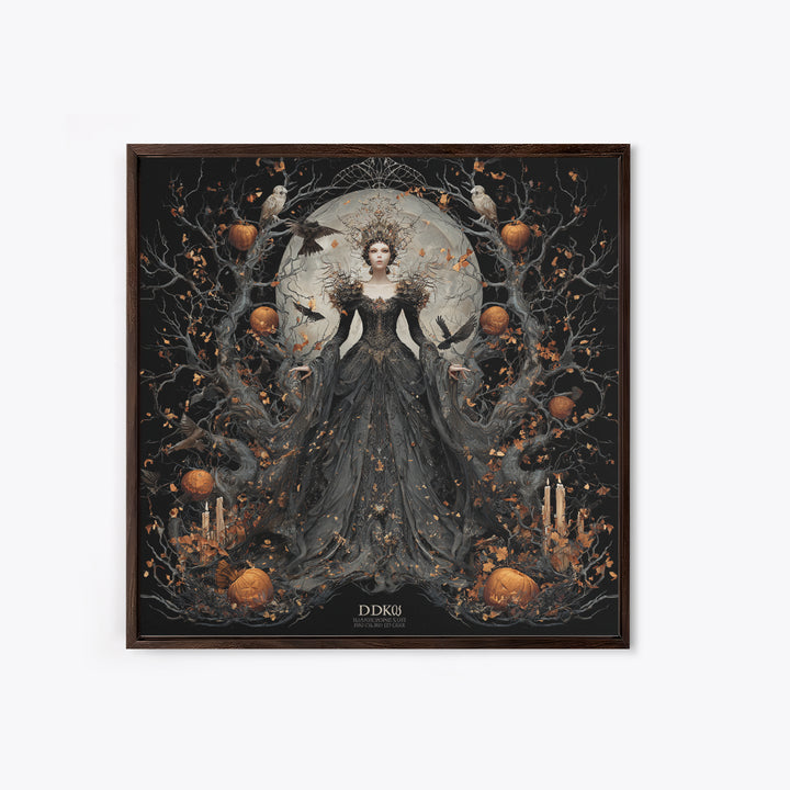 The Spider Queen, Square Wall Art, Macabre Wall Art, Framed Canvas Print, Halloween Wall Decor, Gothic Home Decor, Spooky Wall Decor