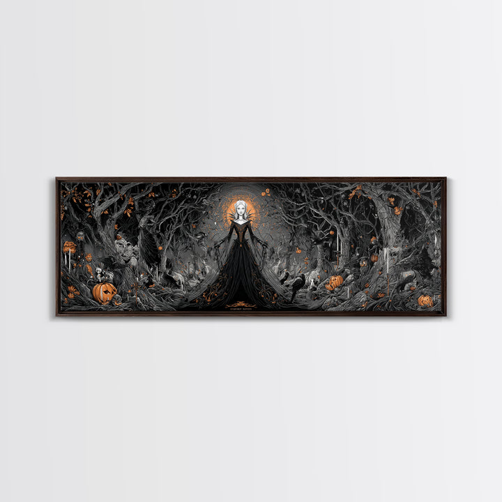 The Spider Queen, Extra Wide Wall Art, Macabre Wall Art, Framed Canvas Print, Halloween Wall Decor, Gothic Home Decor, Spooky Wall Decor