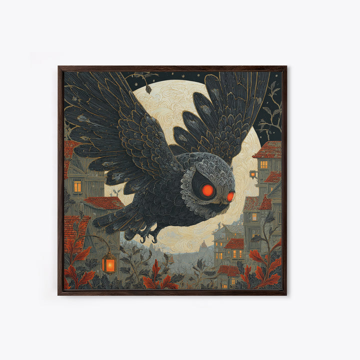 The Red-Eyed Moth Creature, Square Wall Art, Dark Halloween Decor, Canvas Print, Halloween Wall Decor, Gothic Home Decor, Macabre Wall Art