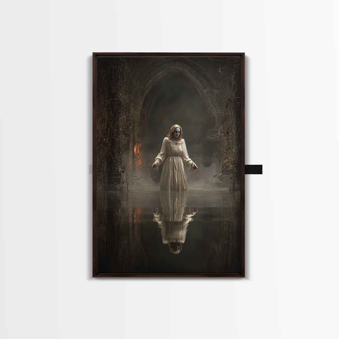 The Lake Phantom, Vertical Wall Art, Spooky Home Decor, Canvas Print, Halloween Wall Decor, Gothic Home Decor, Dark Fantasy Art