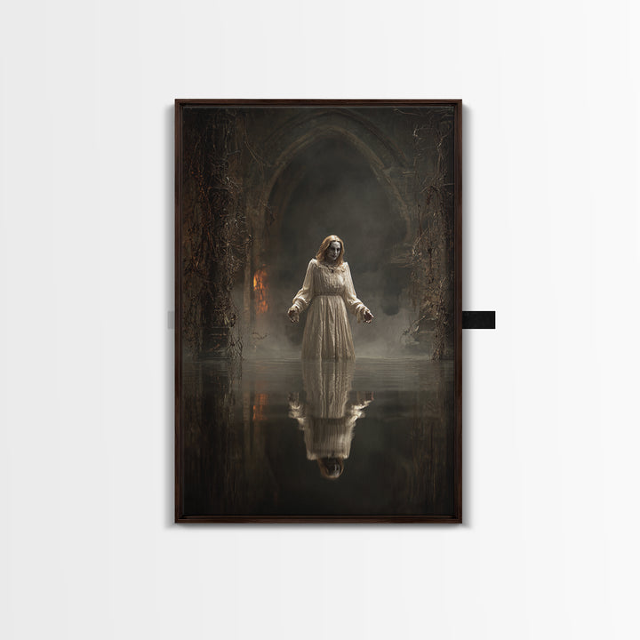 The Lake Phantom, Vertical Wall Art, Spooky Home Decor, Canvas Print, Halloween Wall Decor, Gothic Home Decor, Dark Fantasy Art