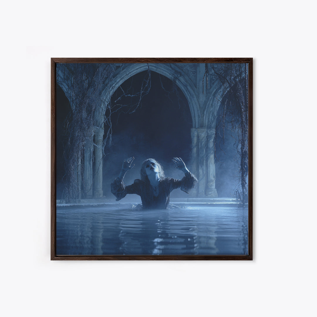 The Lake Phantom, Square Wall Art, Dark Fantasy Wall Art, Canvas Print, Halloween Wall Decor, Gothic Home Decor, Dark Fantasy Art