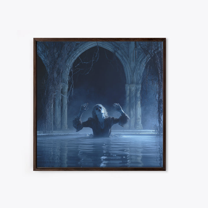 The Lake Phantom, Square Wall Art, Dark Fantasy Wall Art, Canvas Print, Halloween Wall Decor, Gothic Home Decor, Dark Fantasy Art
