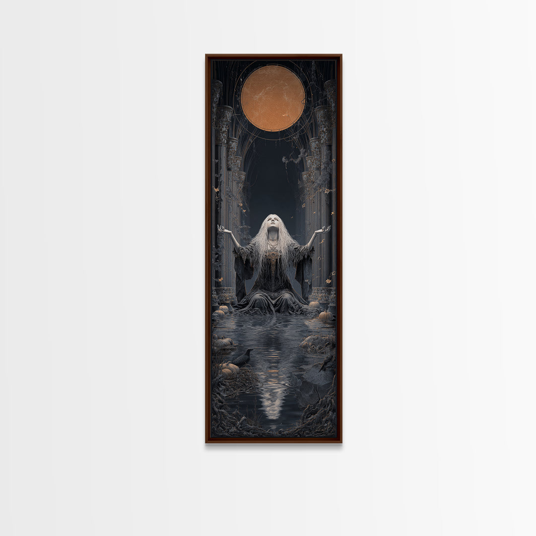 The Lake Phantom, Tall Narrow Wall Art, Dark Halloween Decor, Canvas Print, Halloween Wall Decor, Gothic Home Decor, Spooky Wall Decor