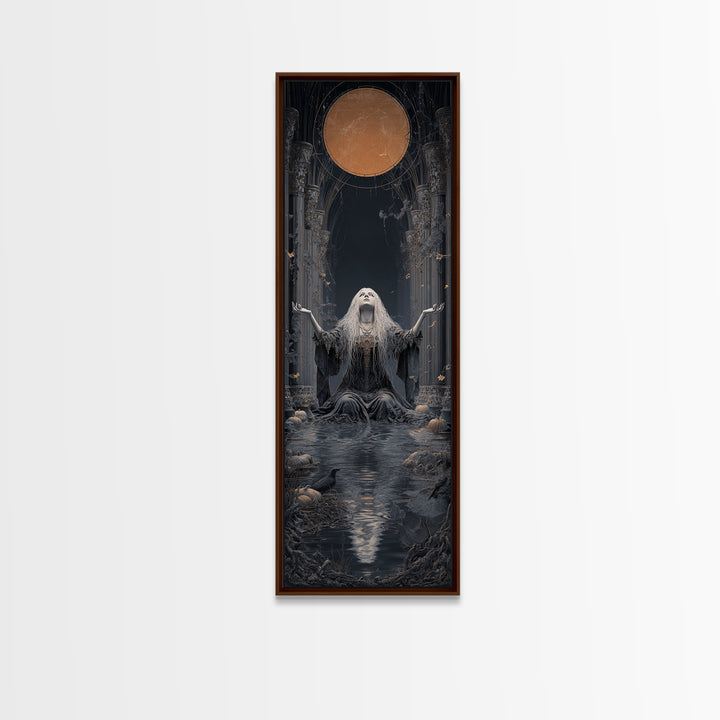 The Lake Phantom, Tall Narrow Wall Art, Dark Halloween Decor, Canvas Print, Halloween Wall Decor, Gothic Home Decor, Spooky Wall Decor
