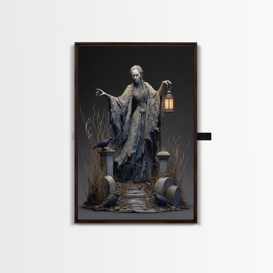 The Salt-Marsh Witch, Vertical Wall Art, Gothic Horror Wall Art, Framed Canvas Print, Halloween Wall Decor, Gothic Home Decor