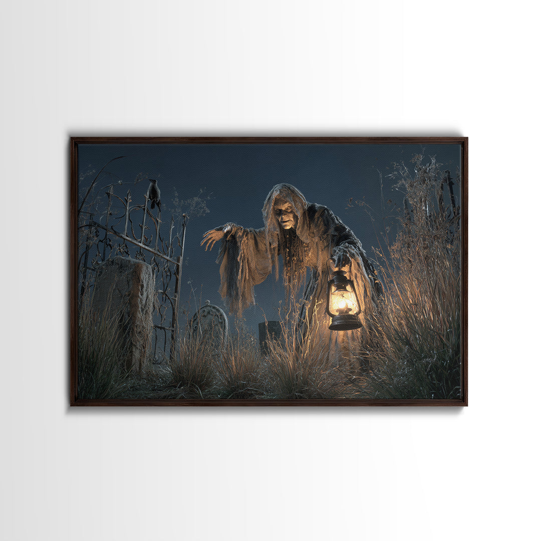 The Salt-Marsh Witch, Landscape Wall Art, Dark Halloween Decor, Canvas Print, Halloween Wall Decor, Gothic Home Decor