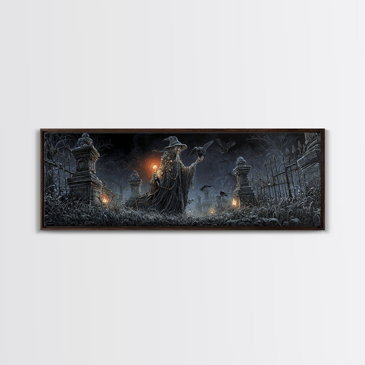 The Salt-Marsh Witch, Extra Wide Wall Art, Haunted Gothic Art, Framed Canvas Print, Halloween Wall Decor, Gothic Home Decor, Halloween Decor