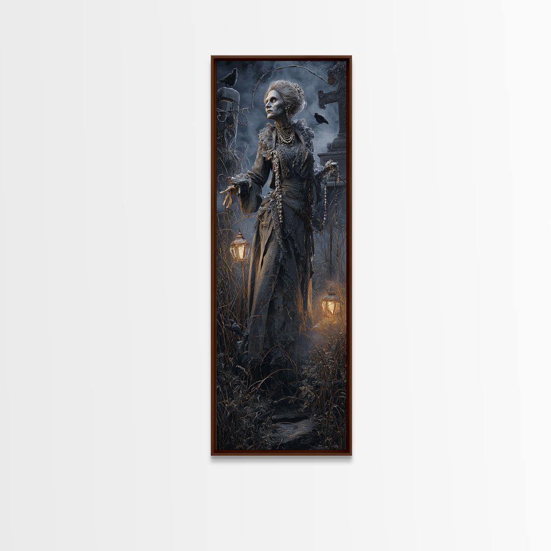 The Salt-Marsh Witch, Tall Narrow Wall Art, Macabre Wall Art, Framed Canvas Print, Halloween Wall Decor, Gothic Home Decor, Horror Wall Art