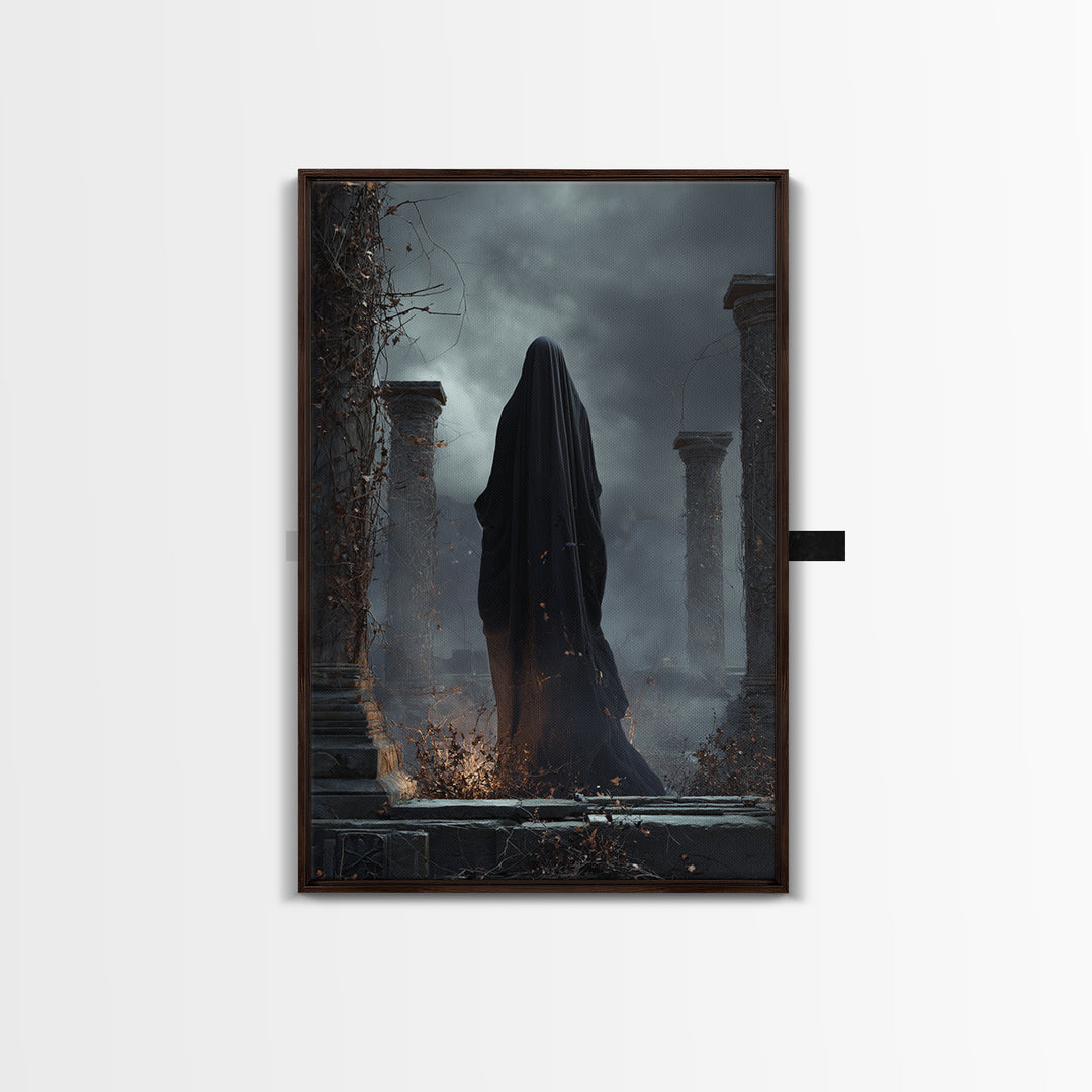 The Stone-Circle Spirit, Vertical Wall Art, Spooky Home Decor, Canvas Print, Halloween Wall Decor, Gothic Home Decor, Dark Fantasy Art