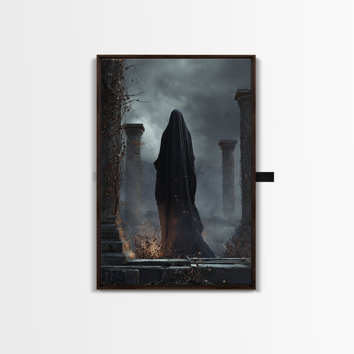 The Stone-Circle Spirit, Vertical Wall Art, Spooky Home Decor, Canvas Print, Halloween Wall Decor, Gothic Home Decor, Dark Fantasy Art