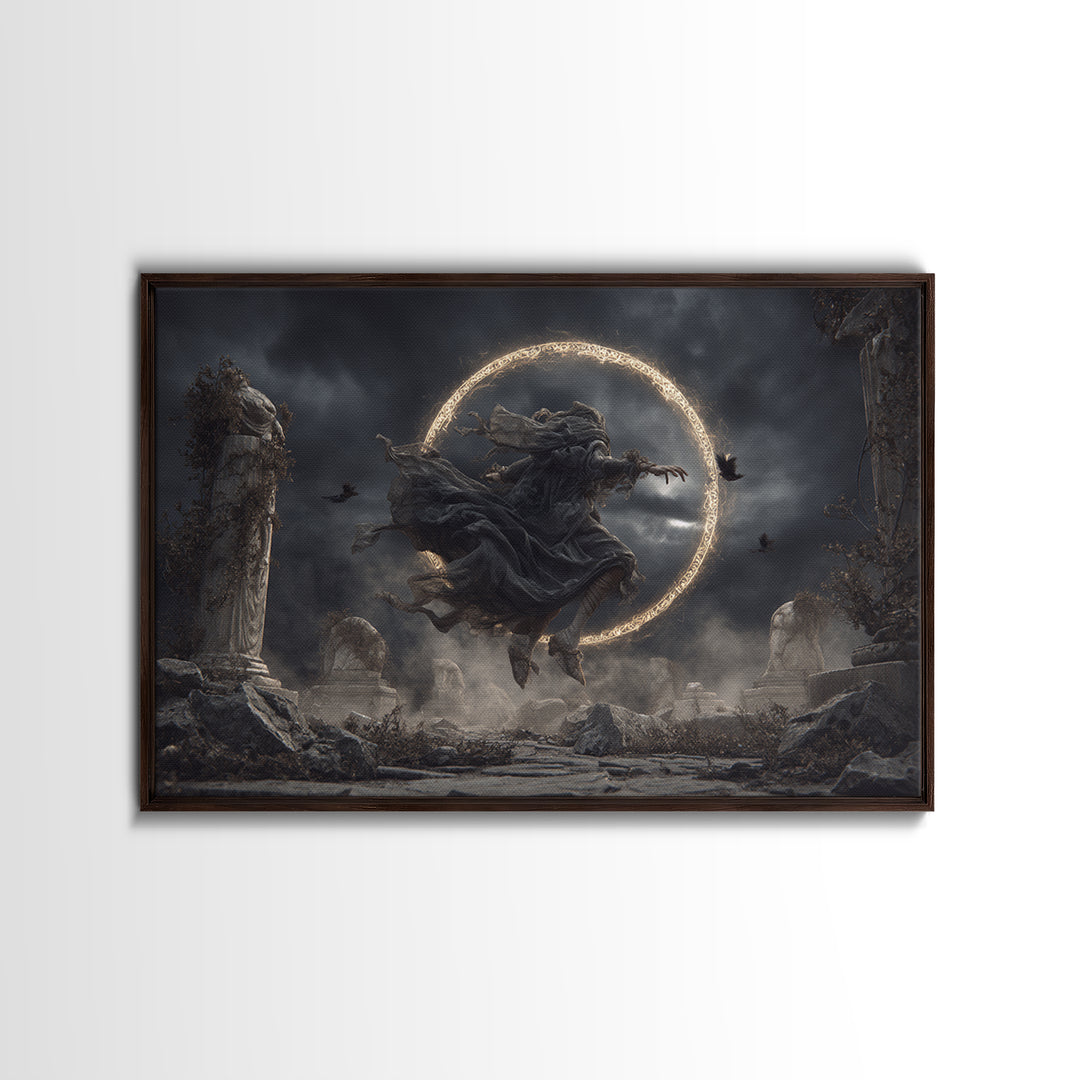 The Stone-Circle Spirit, Landscape Wall Art, Dark Fantasy Wall Art, Canvas Print, Halloween Wall Decor, Gothic Home Decor