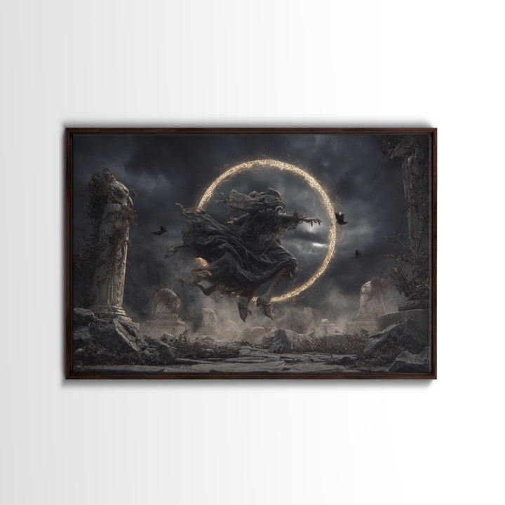 The Stone-Circle Spirit, Landscape Wall Art, Dark Fantasy Wall Art, Canvas Print, Halloween Wall Decor, Gothic Home Decor