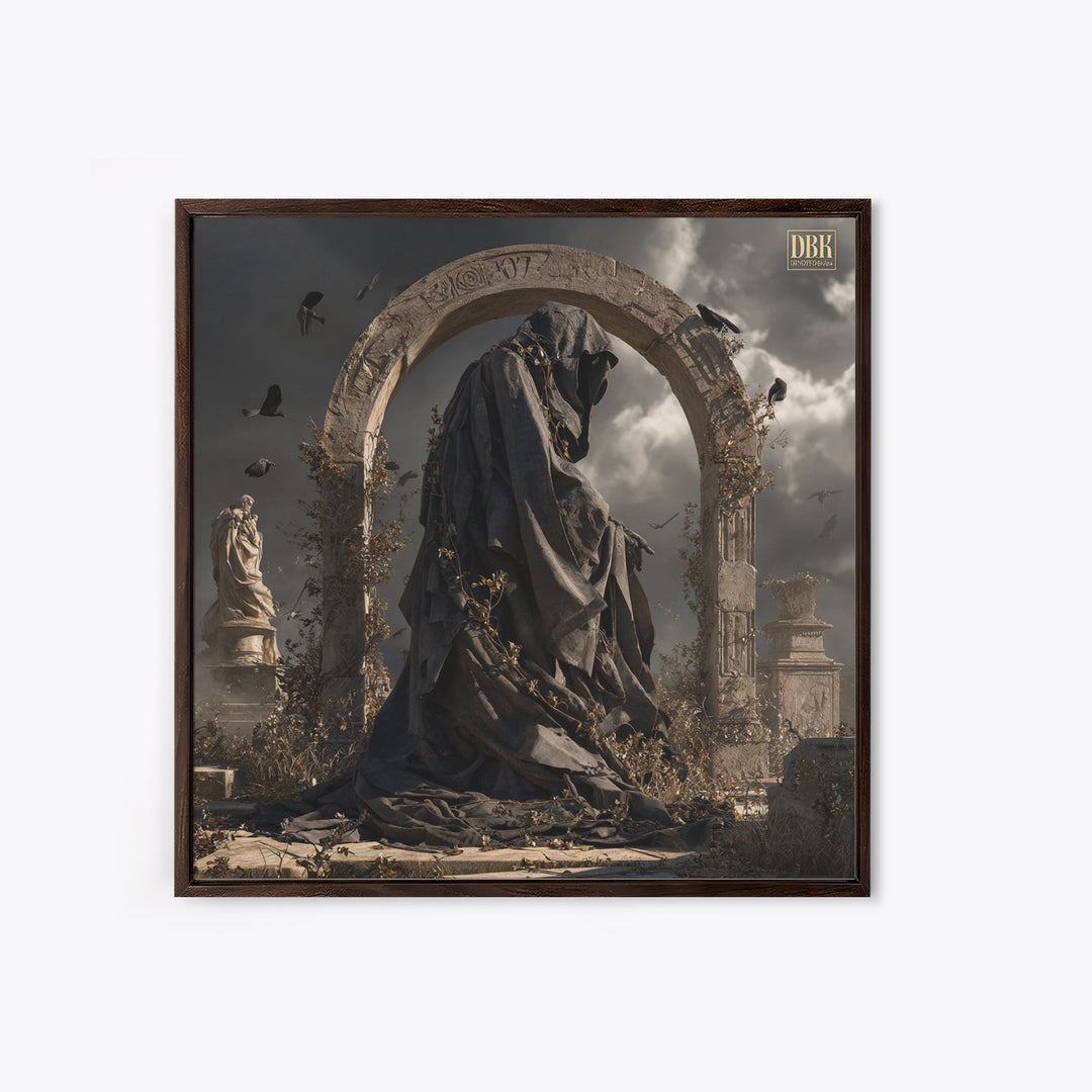 The Stone-Circle Spirit, Square Wall Art, Macabre Wall Art, Framed Canvas Print, Halloween Wall Decor, Gothic Home Decor, Horror Wall Art