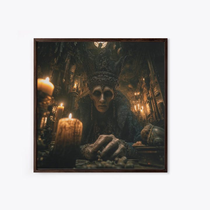 The Cave Oracle, Square Wall Art, Macabre Wall Art, Framed Canvas Print, Halloween Wall Decor, Gothic Home Decor, Spooky Wall Decor