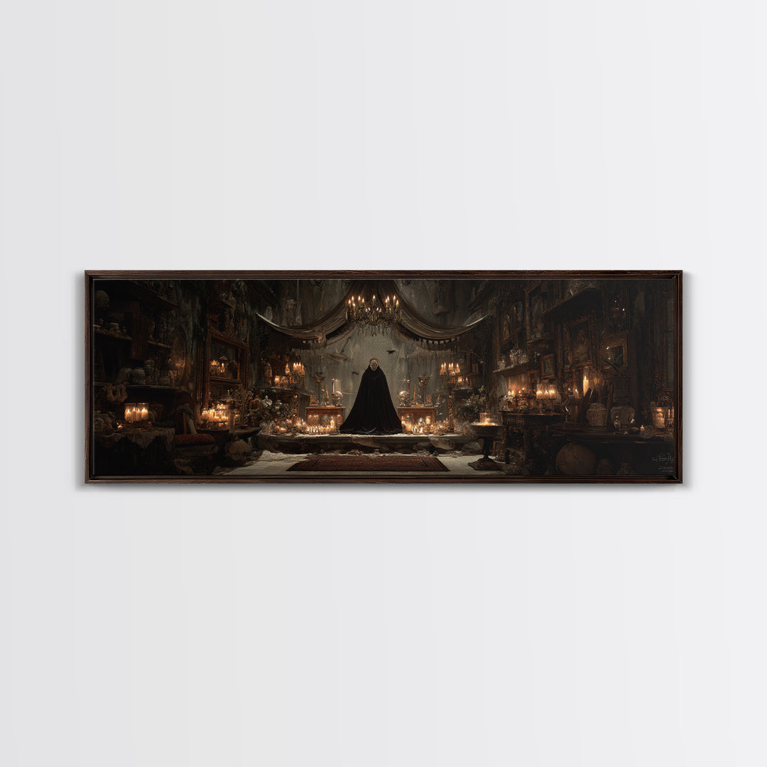 The Cave Oracle, Extra Wide Wall Art, Macabre Wall Art, Framed Canvas Print, Halloween Wall Decor, Gothic Home Decor, Halloween Decor