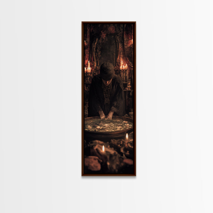 The Cave Oracle, Tall Narrow Wall Art, Dark Halloween Decor, Canvas Print, Halloween Wall Decor, Gothic Home Decor, Collectible Wall Decor