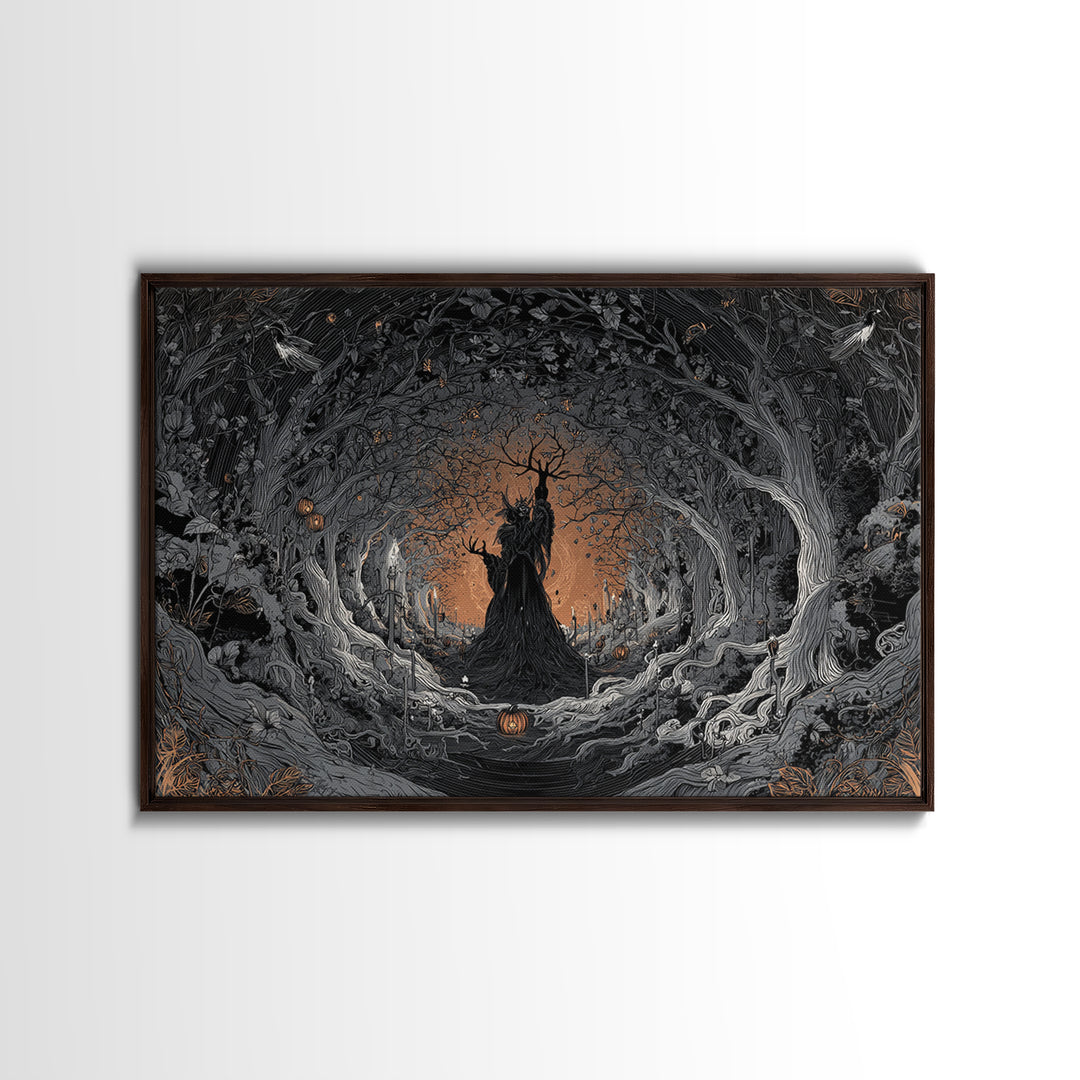The Orchard Hag, Landscape Wall Art, Gothic Horror Wall Art, Framed Canvas Print, Halloween Wall Decor, Gothic Home Decor, Spooky Wall Decor