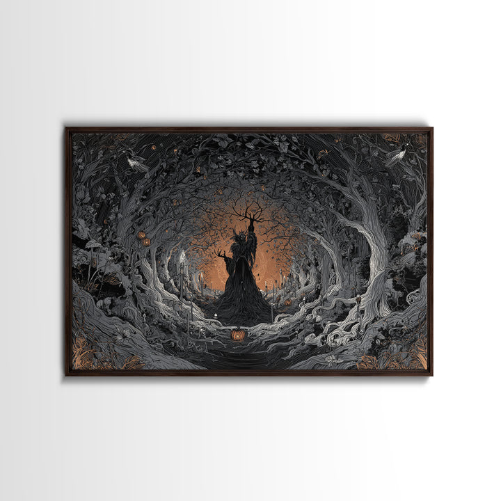 The Orchard Hag, Landscape Wall Art, Gothic Horror Wall Art, Framed Canvas Print, Halloween Wall Decor, Gothic Home Decor, Spooky Wall Decor
