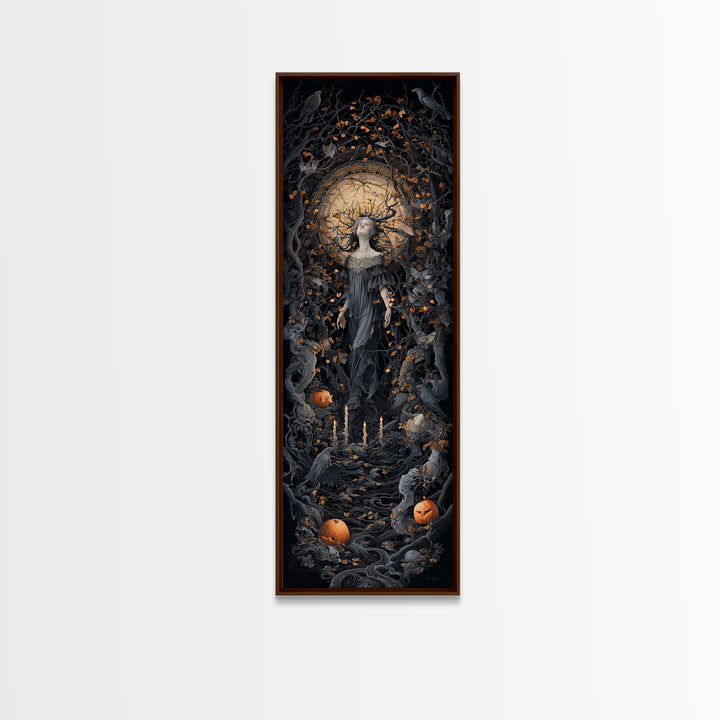 The Orchard Hag, Tall Narrow Wall Art, Macabre Wall Art, Framed Canvas Print, Halloween Wall Decor, Gothic Home Decor, Spooky Wall Decor