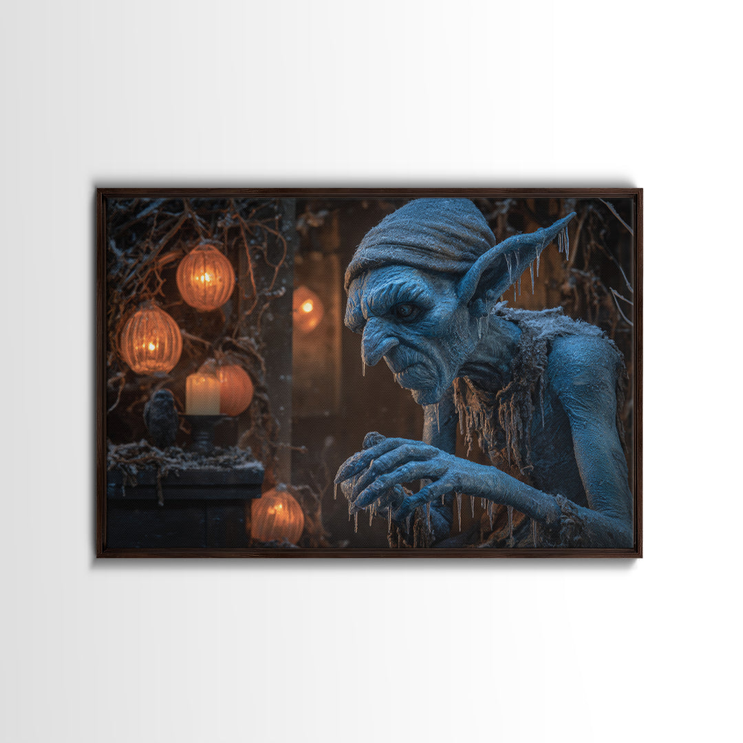 The Frost Goblin, Landscape Wall Art, Dark Fantasy Wall Art, Canvas Print, Halloween Wall Decor, Gothic Home Decor, Spooky Wall Decor