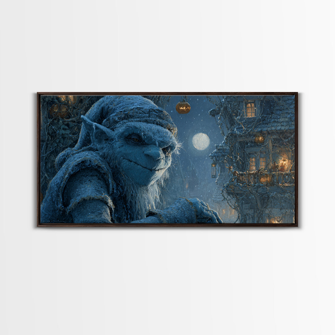 The Frost Goblin, Wide Panoramic Art, Dark Halloween Decor, Canvas Print, Halloween Wall Decor, Gothic Home Decor, Collectible Wall Decor