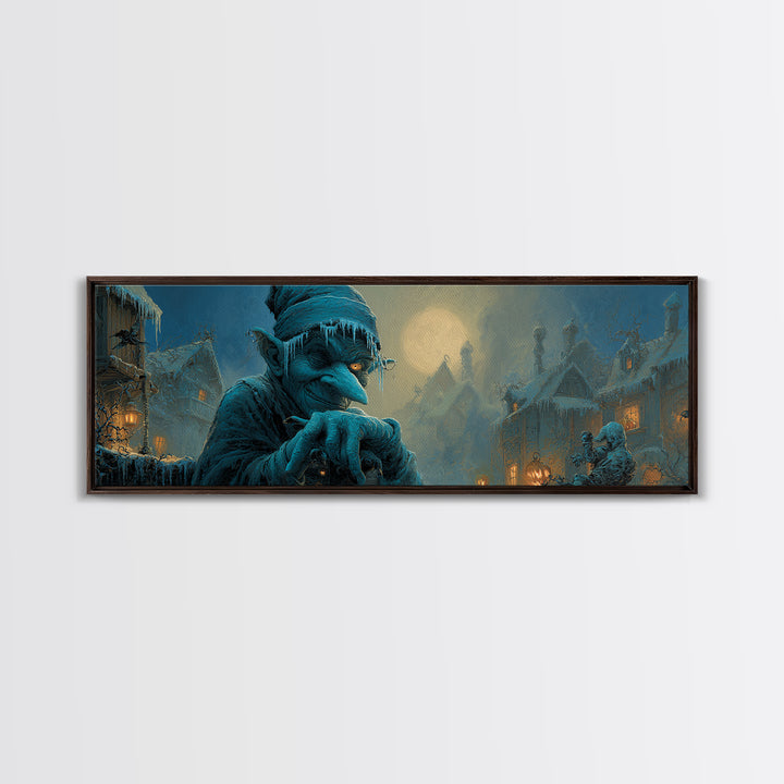 The Frost Goblin, Extra Wide Wall Art, Spooky Home Decor, Canvas Print, Halloween Wall Decor, Gothic Home Decor, Horror Wall Art