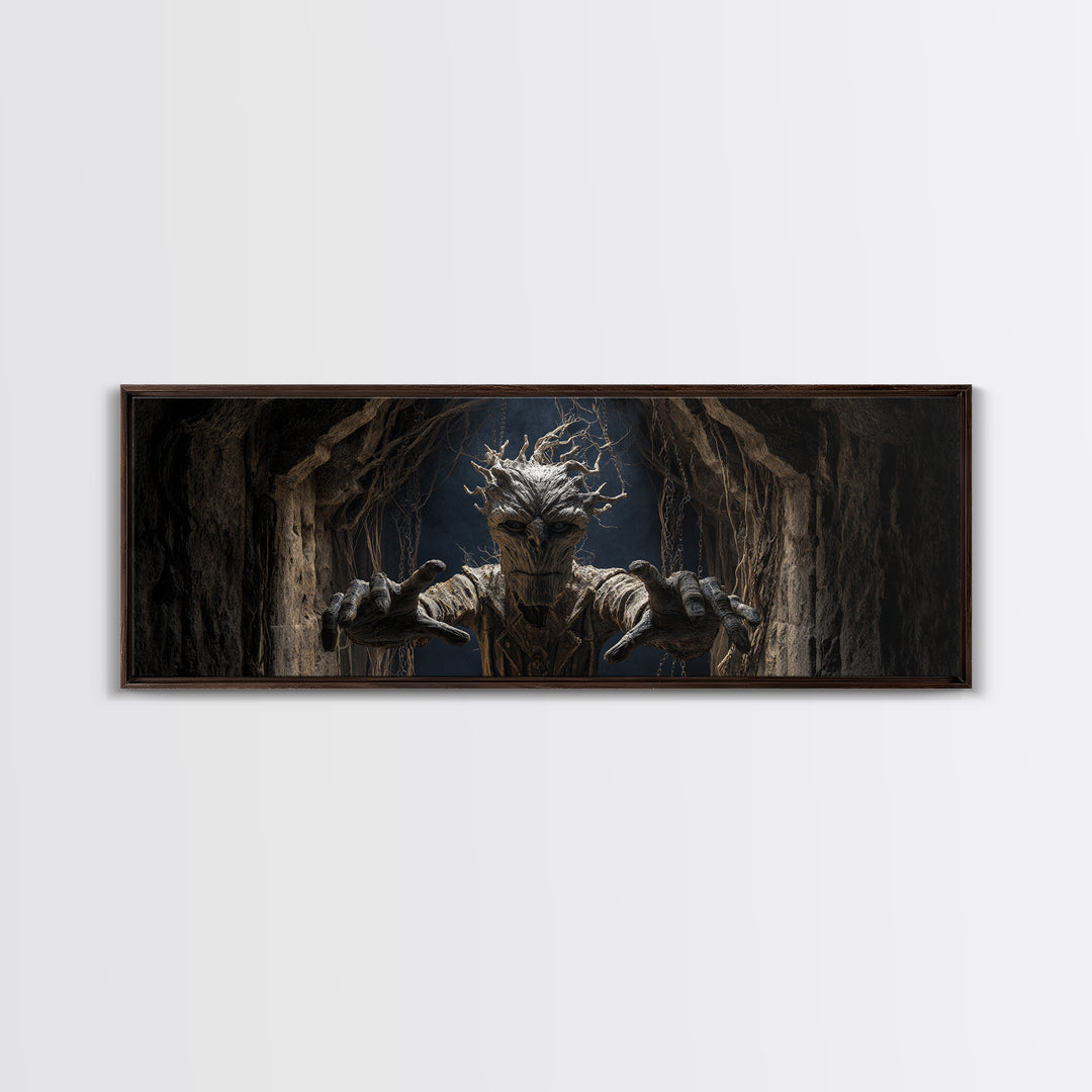 The Hollow-Tree Monster, Extra Wide Wall Art, Haunted Gothic Art, Framed Canvas Print, Halloween Wall Decor, Gothic Home Decor