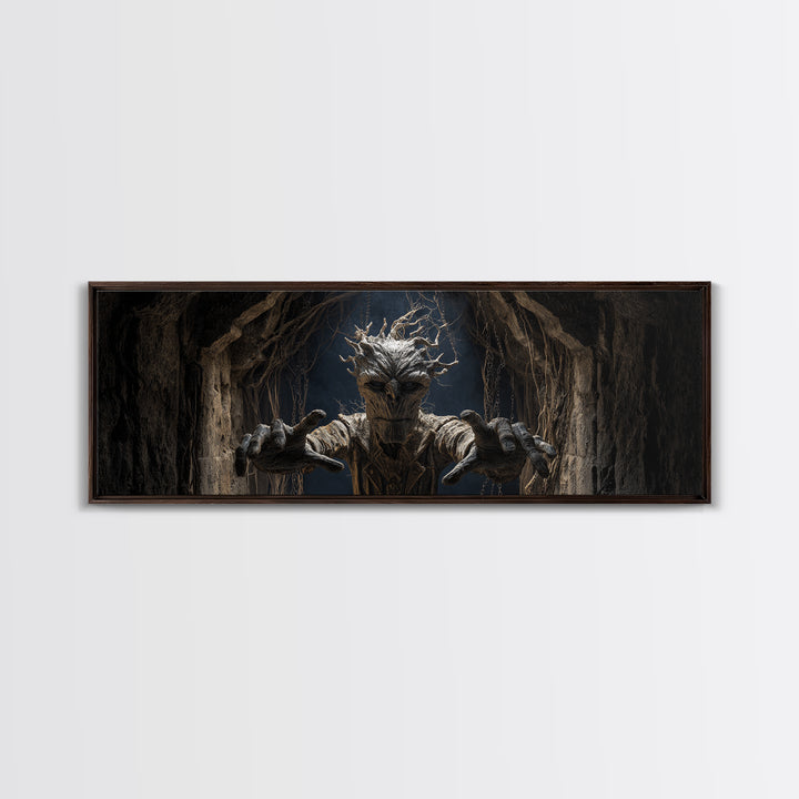 The Hollow-Tree Monster, Extra Wide Wall Art, Haunted Gothic Art, Framed Canvas Print, Halloween Wall Decor, Gothic Home Decor