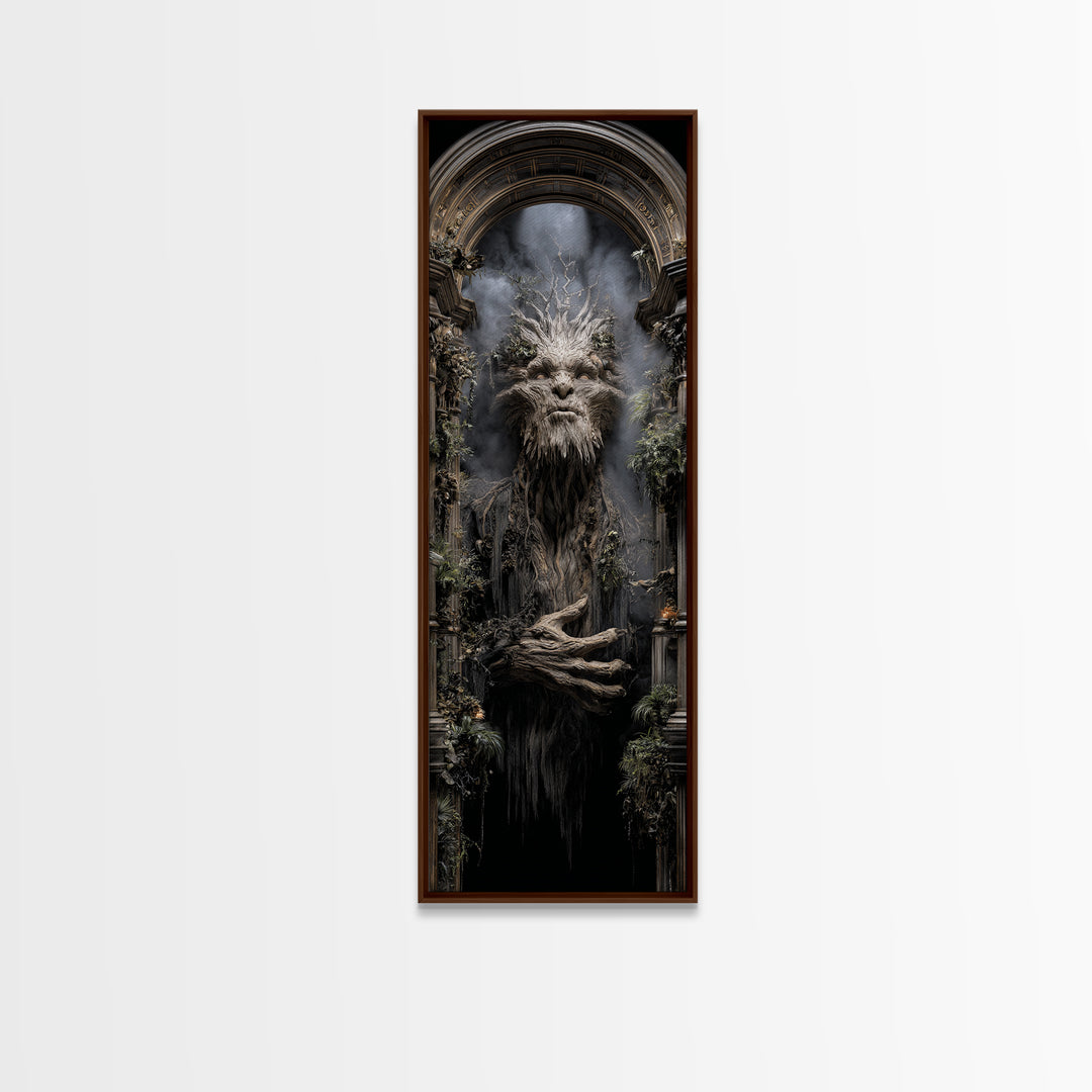 The Hollow-Tree Monster, Tall Narrow Wall Art, Dark Fantasy Wall Art, Canvas Print, Halloween Wall Decor, Gothic Home Decor