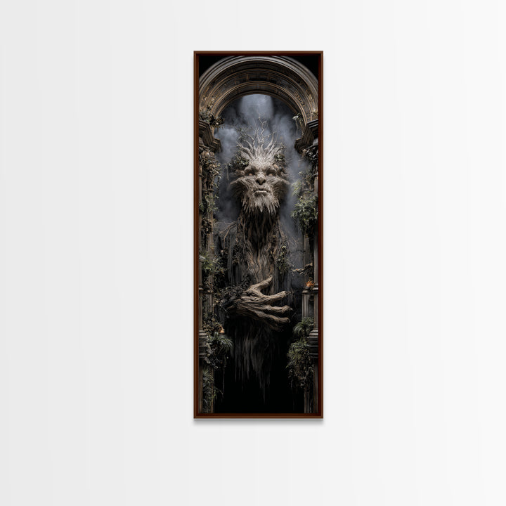 The Hollow-Tree Monster, Tall Narrow Wall Art, Dark Fantasy Wall Art, Canvas Print, Halloween Wall Decor, Gothic Home Decor