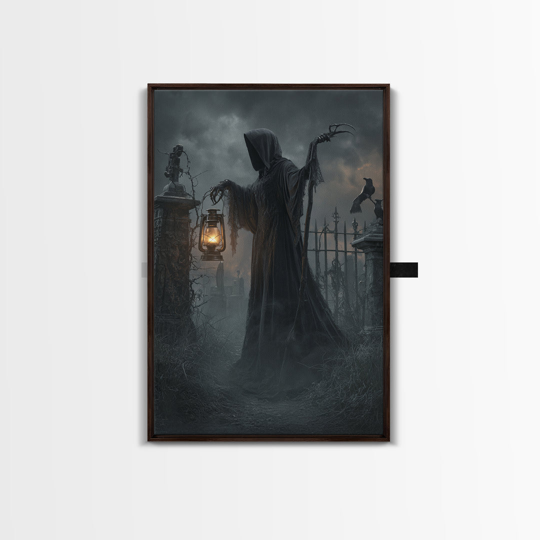 The Crossroads Spirit, Vertical Wall Art, Haunted Gothic Art, Framed Canvas Print, Halloween Wall Decor, Gothic Home Decor