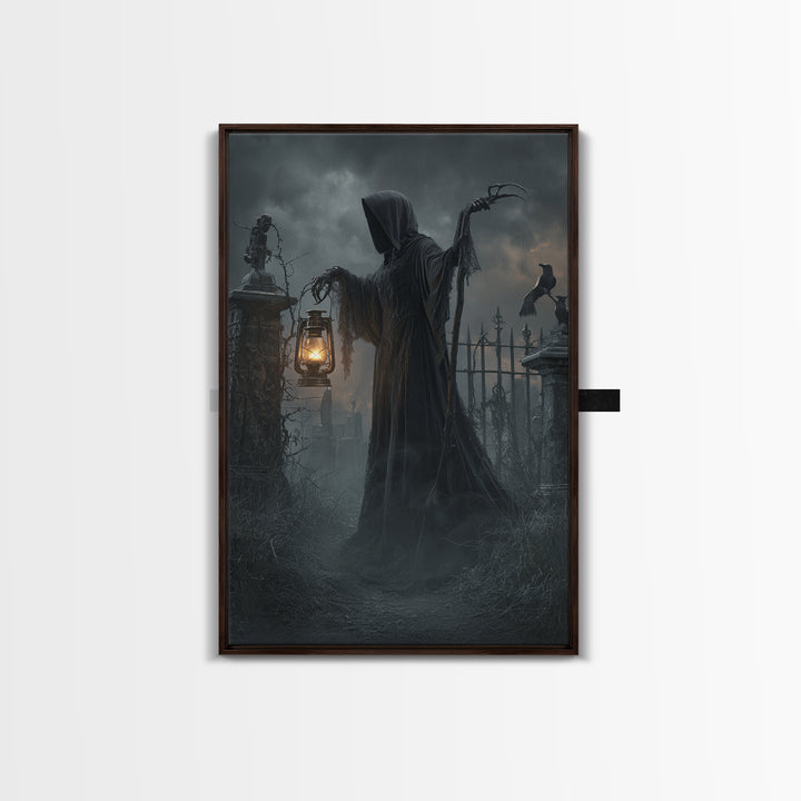 The Crossroads Spirit, Vertical Wall Art, Haunted Gothic Art, Framed Canvas Print, Halloween Wall Decor, Gothic Home Decor