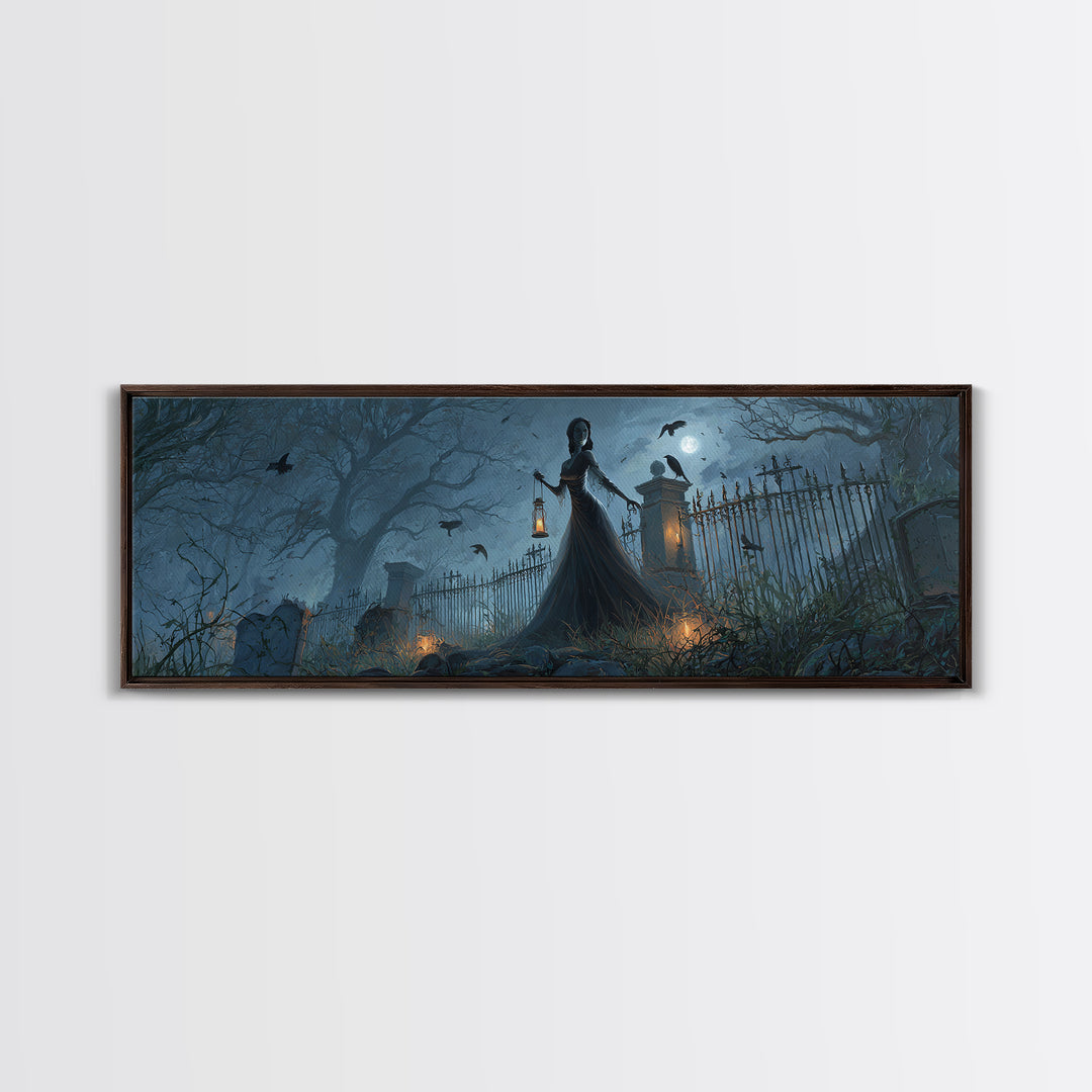 The Crossroads Spirit, Extra Wide Wall Art, Haunted Gothic Art, Framed Canvas Print, Halloween Wall Decor, Gothic Home Decor
