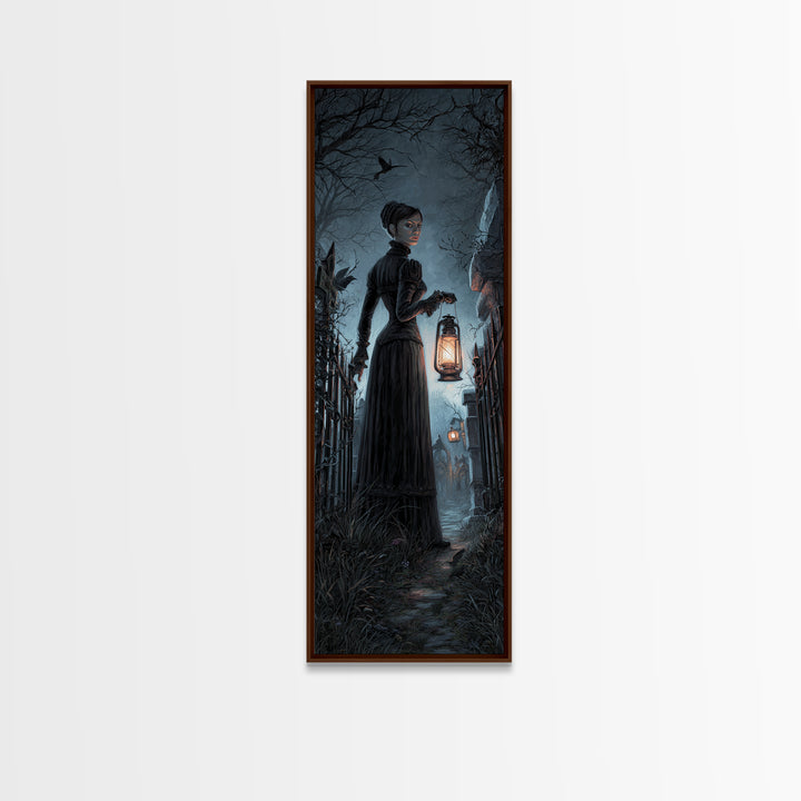 The Crossroads Spirit, Tall Narrow Wall Art, Gothic Horror Wall Art, Framed Canvas Print, Halloween Wall Decor, Gothic Home Decor