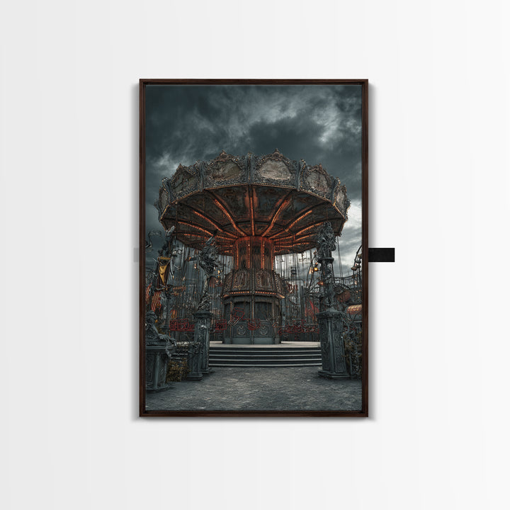 The Abandoned Carnival, Vertical Wall Art, Macabre Wall Art, Framed Canvas Print, Halloween Wall Decor, Gothic Home Decor