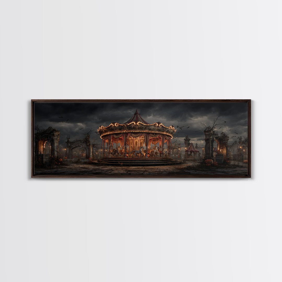 The Abandoned Carnival, Extra Wide Wall Art, Dark Fantasy Wall Art, Canvas Print, Halloween Wall Decor, Gothic Home Decor