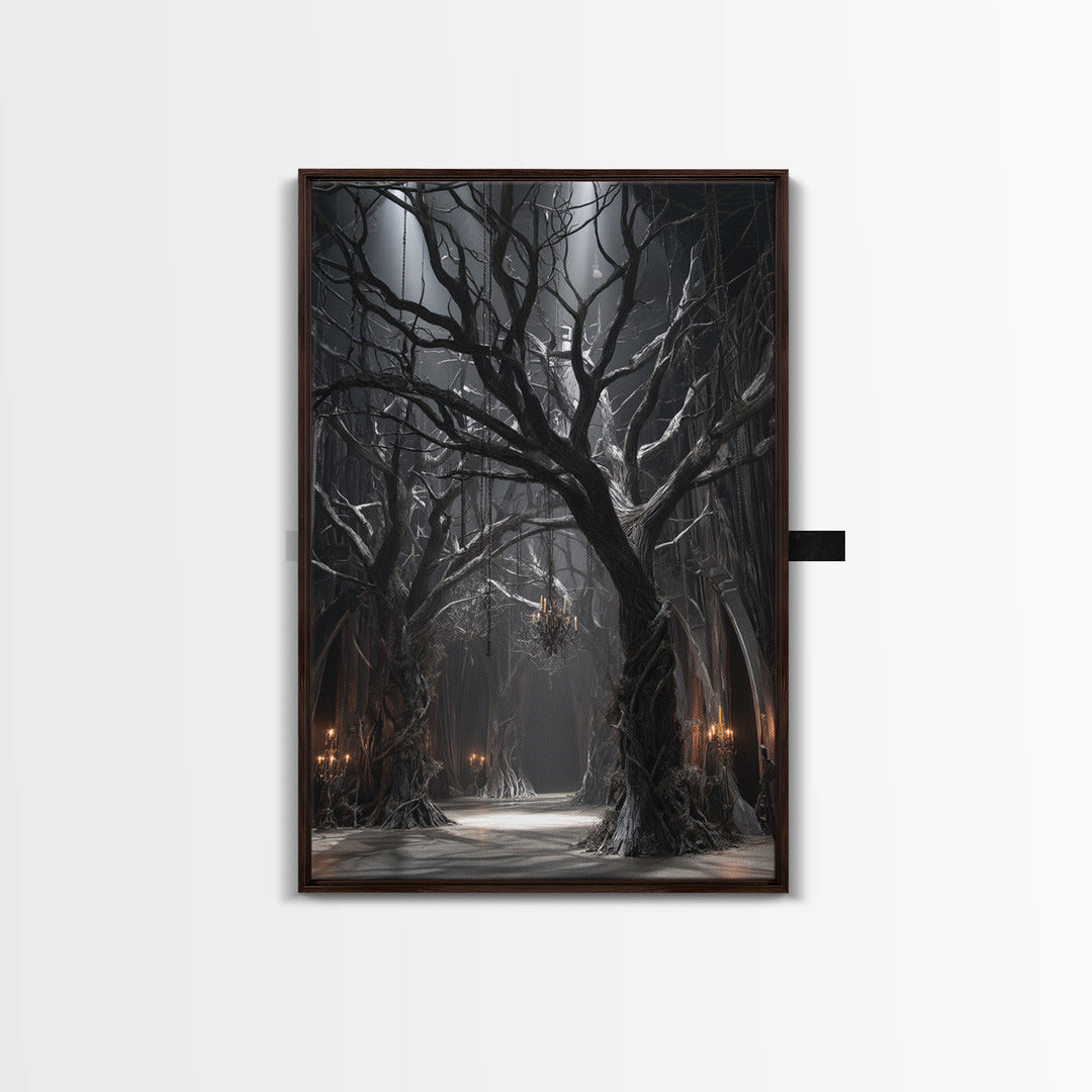 The Witch'S Forest, Vertical Wall Art, Gothic Horror Wall Art, Framed Canvas Print, Halloween Wall Decor, Gothic Home Decor