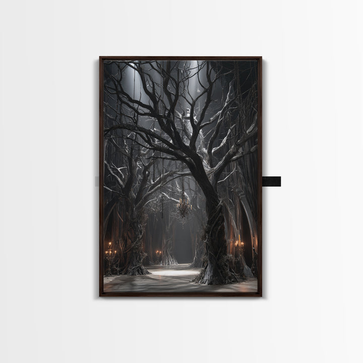 The Witch'S Forest, Vertical Wall Art, Gothic Horror Wall Art, Framed Canvas Print, Halloween Wall Decor, Gothic Home Decor