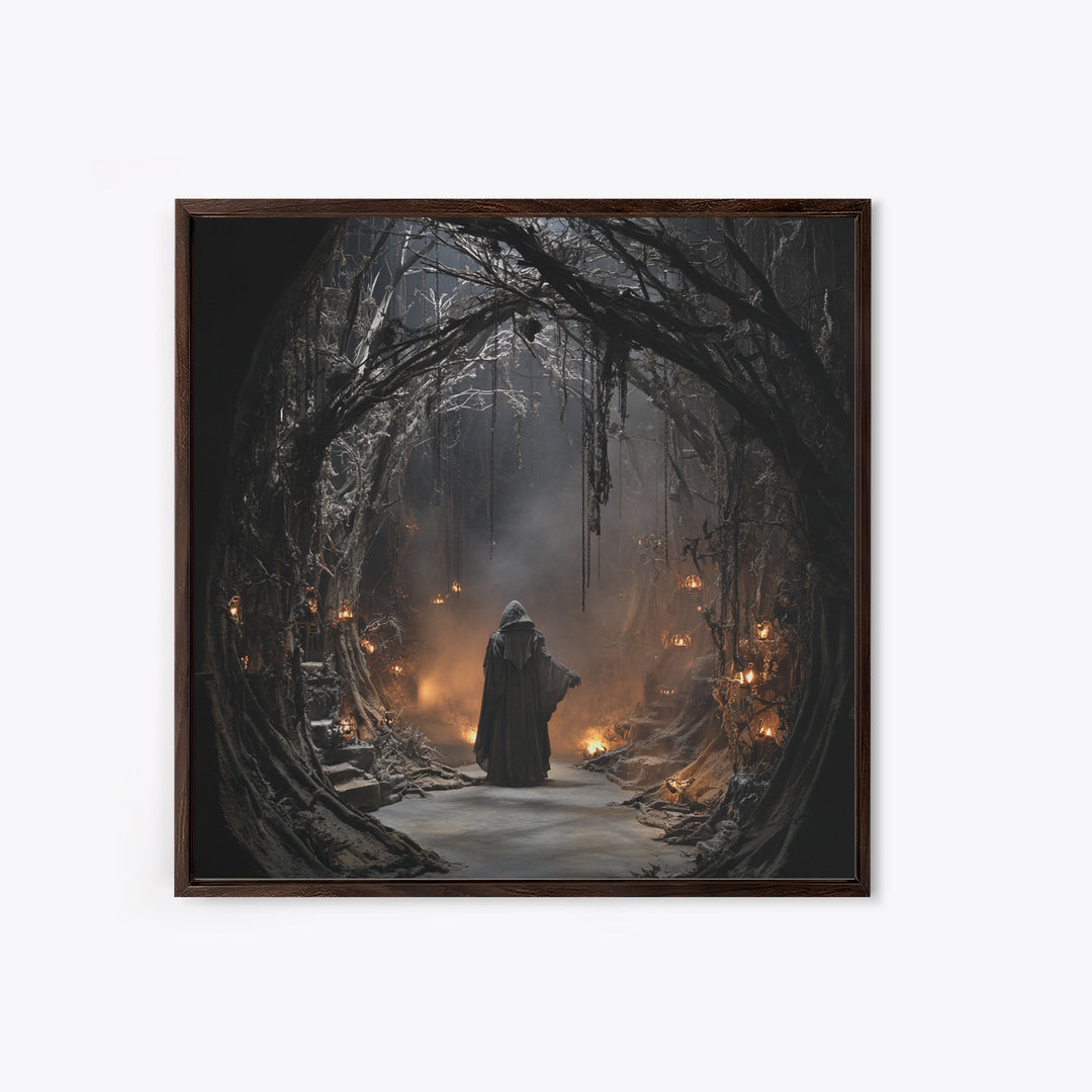 The Witch'S Forest, Square Wall Art, Dark Fantasy Wall Art, Canvas Print, Halloween Wall Decor, Gothic Home Decor, Macabre Wall Art