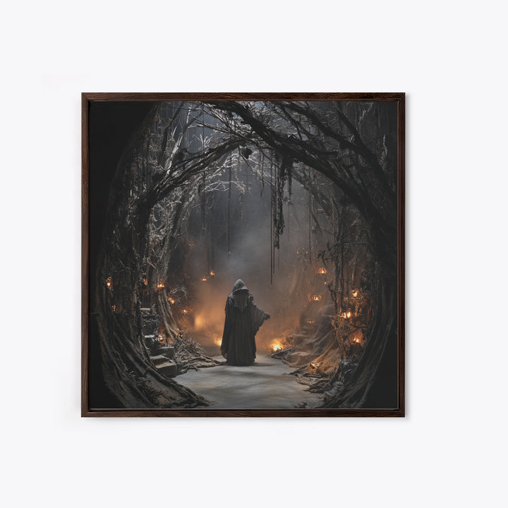 The Witch'S Forest, Square Wall Art, Dark Fantasy Wall Art, Canvas Print, Halloween Wall Decor, Gothic Home Decor, Macabre Wall Art
