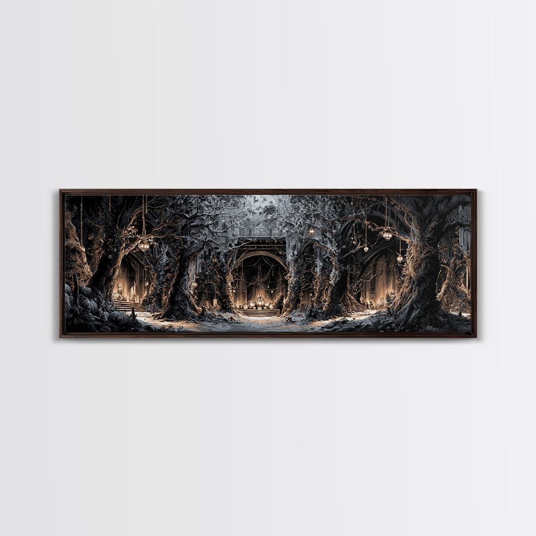 The Witch'S Forest, Extra Wide Wall Art, Dark Halloween Decor, Canvas Print, Halloween Wall Decor, Gothic Home Decor, Macabre Wall Art